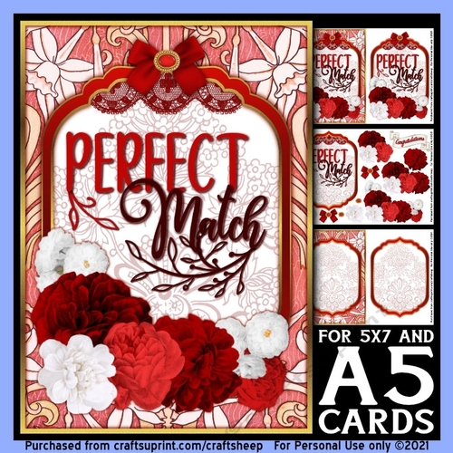 Perfect Match Mini Kit in Red-White-Gold with Vintage Roses Decoupage ...