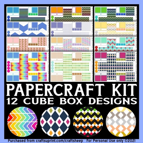 Papercraft Kit for Cube Boxes with Geometric Abstract Patterns 3 ...