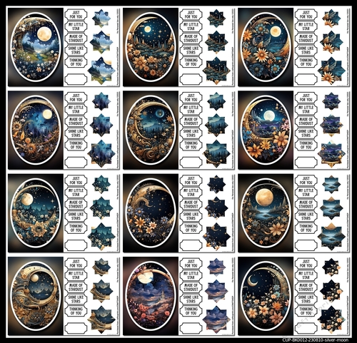 [BUMPER KIT] Silver Moon Quick Card Fronts A5 and 5x7in with Star ...
