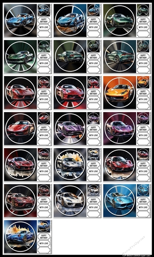 [BUMPER KIT] Super Cars Quick Card Fronts 8x8 and 7x7in with Gift Tags ...
