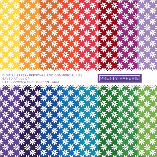Flower 001 - Rainbow Digital Paper Set - flowers, flower, seamless ...