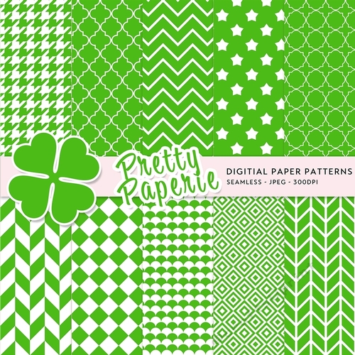 Paper Pack 047 - Kelly Green Patterns, Seamless Pattern - 12x12 ...