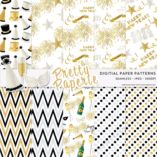 New Year Seamless Patterns - A4 - 210mm x 297mm - CUP1257828_75932 ...