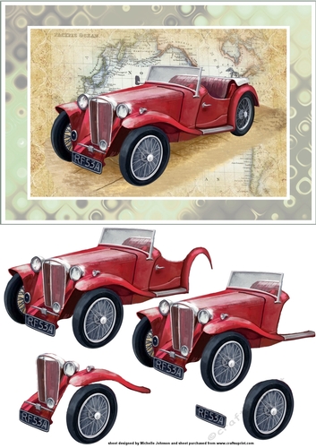 Old Vintage Red Car Card - CUP1106575_376 | Craftsuprint