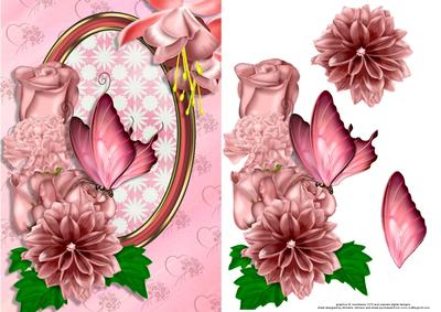 Pink Flowers and Butterfly Card Front - CUP386974_376 | Craftsuprint