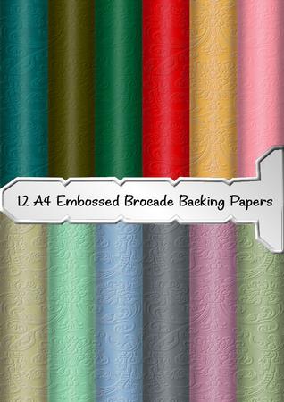 12 A4 Embossed Brocade Backing Papers - CUP562010_376 | Craftsuprint