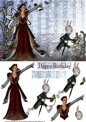 Queen of Hearts and White Rabbit Card Front - CUP68325_376 | Craftsuprint