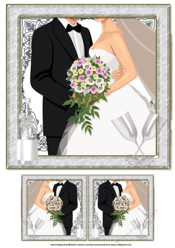 Bride &amp; Groom topper with gift tag Silver - CUP974458_376 | Craftsuprint
