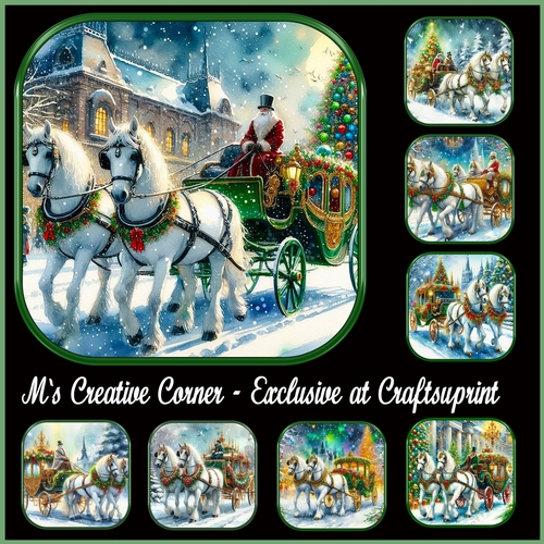 DR 8 DIFFERENT SQUARE TOPPERS HORSE - DRAWN CARRIAGES - CUP1349601_2246 ...