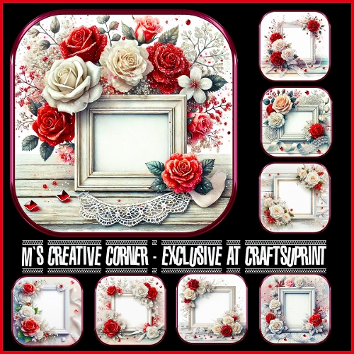8 DIFFERENT FRAME ROSES WITH AND RED - CUP1358818_2246 | Craftsuprint