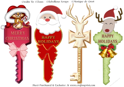 4 Christmas Keys - CUP741688_2246 | Craftsuprint