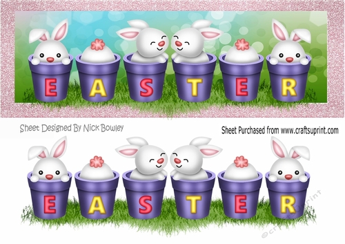 Cute easter bunnies in flower pots large DL - CUP1035882_415 | Craftsuprint