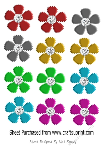 Pretty coloured flower embelishments cut outs with diamonds ...