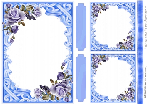Ornate Blue roses card front/insert A5 - CUP1174690_415 | Craftsuprint