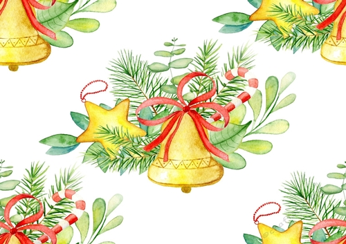 Pretty Christmas Bells and fern (BIG) Backing paper - CUP1180527_415 ...