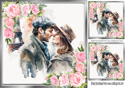 Lovely portrait of a romantic couple with pink roses 8x8 (two ...