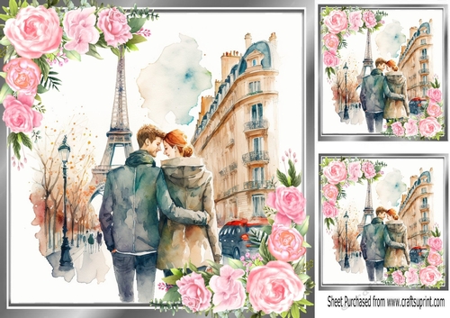 Lovely portrait of a romantic couple with pink roses 8x8 (four ...
