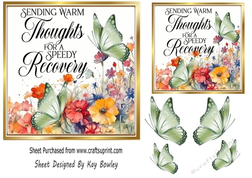 Well Topper Pretty Spring Flowers GET WELL Topper With Butterflies 7x7 - CUP1289072 ...