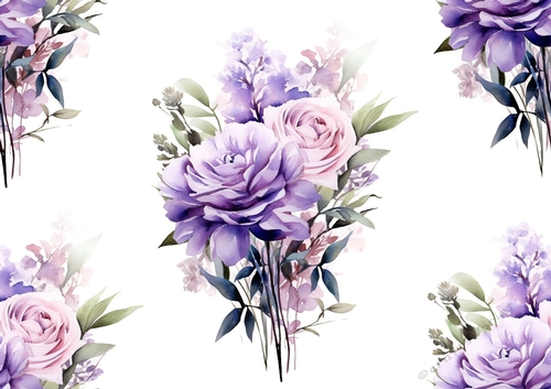 Pretty Purple/Pink Roses & Flowers Backing Paper Big (One) - CUP1339415 ...