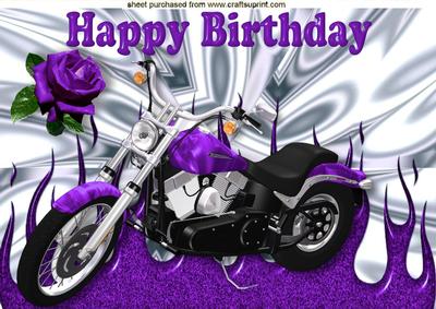 Purple Motorbike, with Purple Rose on Silver Effect A4 - CUP226380_415