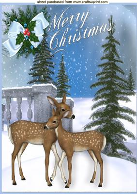 Pretty Christmas Scene of Reindeers A4 - CUP262068_415 | Craftsuprint
