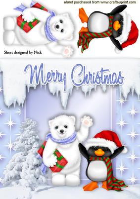 Cute White Polar Bear and Penguin with Snowy Tree - CUP365113_415 ...