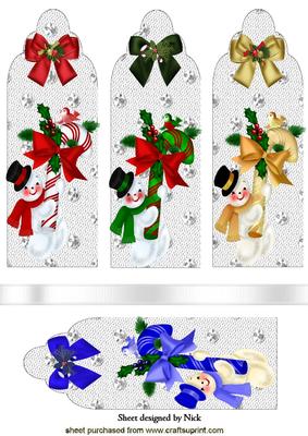 Snowmen with Candy Cane and Little Bird Bookmarks - CUP382647_415 ...