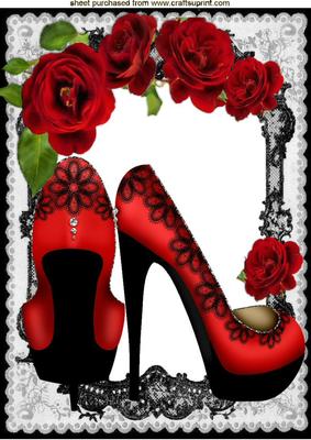 black shoes with red roses