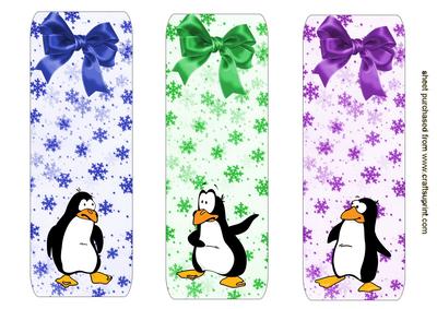 Lovely Penguin Bookmarks with Bows - CUP47870_415 | Craftsuprint