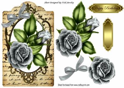 Silver Roses on a Tag with Script Writing - CUP629228_415 | Craftsuprint