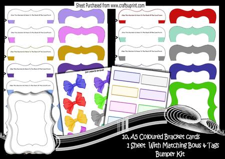 Lovely Coloured Bracket Cards with Insert, Bows and Tags Kit ...