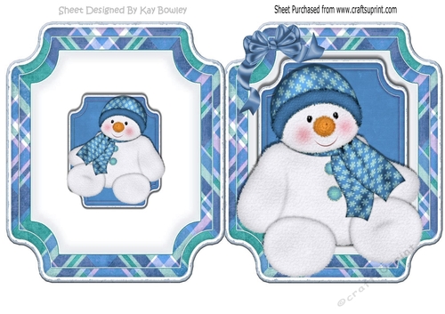 Snowman in blue hat and scarf folded quick card - CUP738061_415 ...
