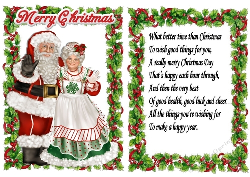 Santa and Mrs Claus in holly frame A5 - CUP745333_415 | Craftsuprint