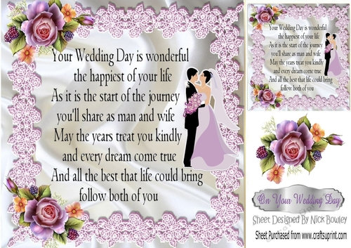 Happy Wedding Couple Card front with roses & verse 8x8 - CUP896962_415 ...