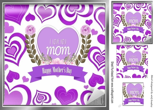 I Love You Mom Purple Hearts and flowers for mothers day 8x8 ...