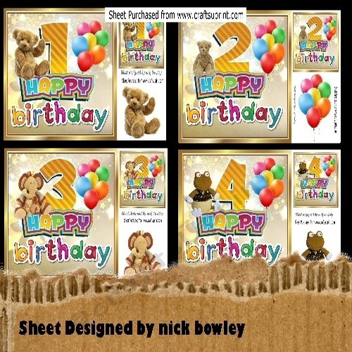 4 Lovely Birthday card fronts ages (1 to 4) 8x8 mini kit - CUP964569 ...