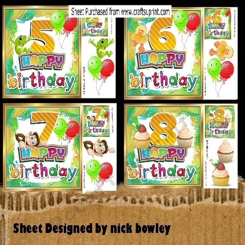4 Lovely Birthday card fronts ages (5 to 8) 8x8 mini kit - CUP964675 ...