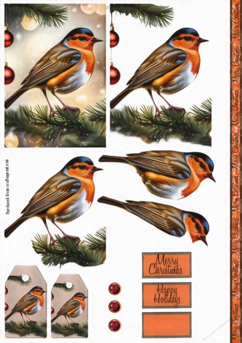 Little Christmas Robin Card Sheet - CUP1258040_118574 | Craftsuprint