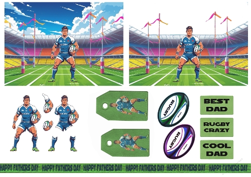 Fathers Day Rugby Card Sheet - CUP1375608_118574 | Craftsuprint