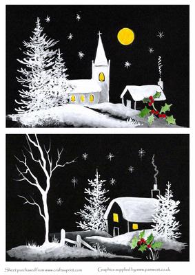 Black and White Christmas Scenes 1 Original Art - CUP32194_117 ...