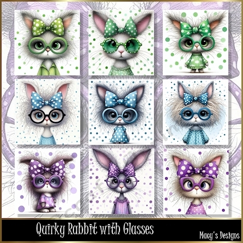 Quirky Rabbit with Glasses - CUP1366125_124264 | Craftsuprint