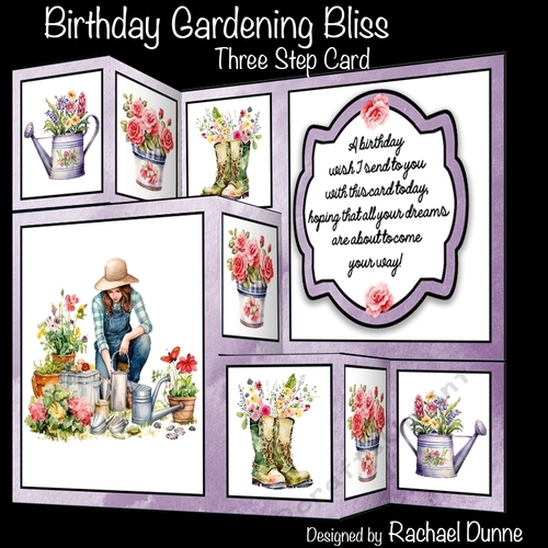 Birthday Gardening Bliss Three Step Card - CUP1292136_75068 | Craftsuprint