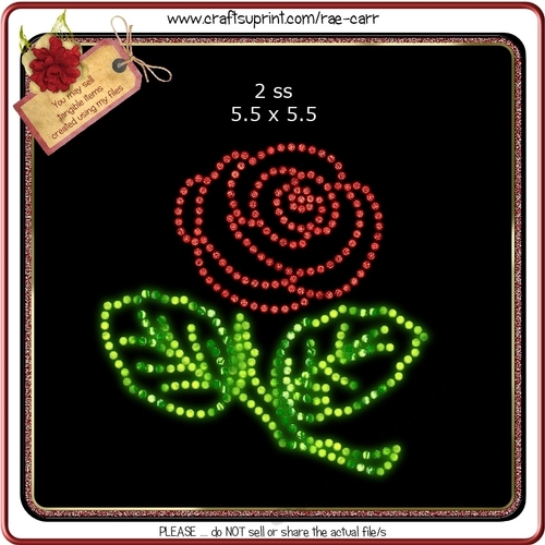RS816 Red Rose Rhinestone Template - CUP695008_1415 | Craftsuprint