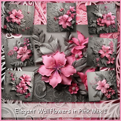 Elegant Wallflowers in Pink Mix 1 CUP1287379_442 Craftsuprint