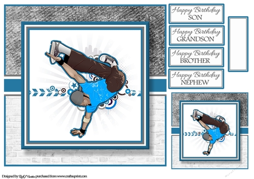 8x8 Breakdancing Dude Card Front Gift Tag & Sentiments - CUP1143106 ...