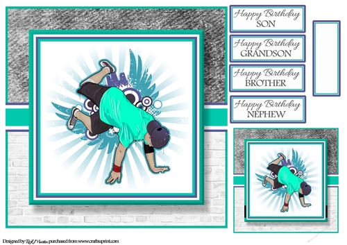 8x8 Breakdancing Dude Card Front Gift Tag & Sentiments - CUP1143109 ...