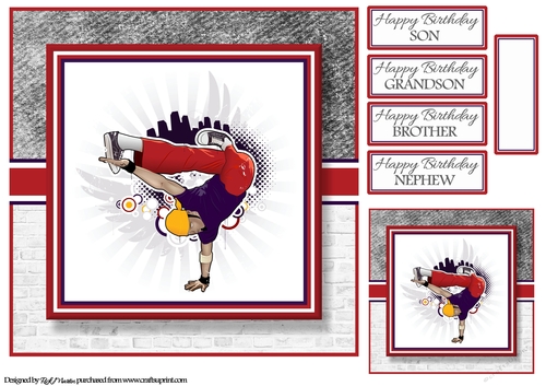 8x8 Breakdancing Dude 2 Card Front Gift Tag & Sentiments - CUP1143120 ...