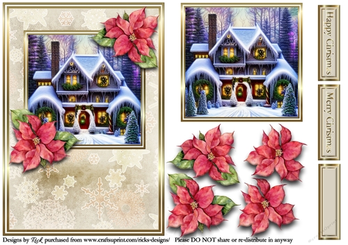 A5 Christmas Scene 30 - Card front, Topper, Decoupage &amp; Sentiments ...