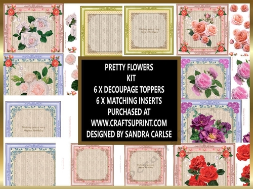Pretty Flowers Toppers 6 x Toppers & matching Inserts Kit - CUP1035343 ...