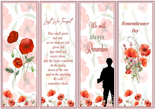 Remembrance Day 4 x Bookmarks - CUP1178148_719 | Craftsuprint